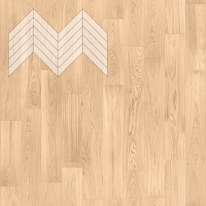 Паркет Елка Французская Lab Arte Chevron Дуб Селект Блонд лак 600/510х90х14/3/45° в интерьере