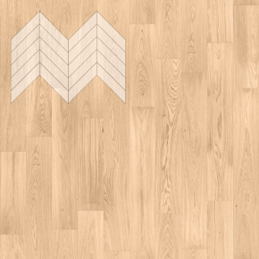 Паркет Елка Французская Lab Arte Chevron Дуб Натур Блонд лак 600/490х110х14/3/45° в интерьере