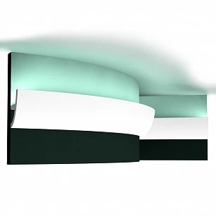 Плинтус из дюрополимера Orac Decor для скрытого освещения гибкий C373F 2000х80х50 в интерьере