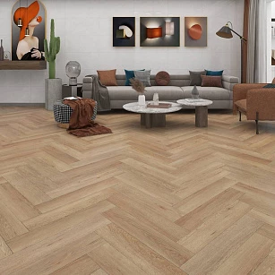 ПВХ Покрытие Calitex Diamonds Ruby Herringbone Click DM103 750x150x6 (1,575 м2) в интерьере